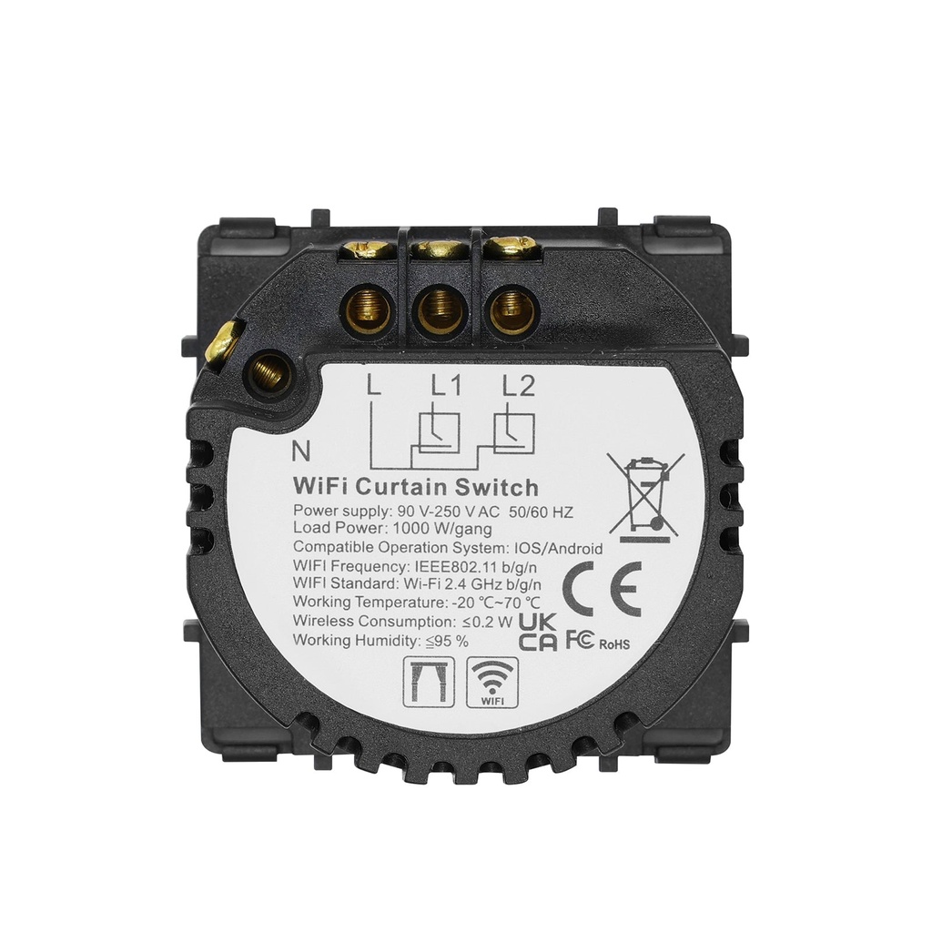 BSEED Wifi / Zigbee függöny- és redőnykapcsoló funkciómodul, üveg előlap nélkül 2
