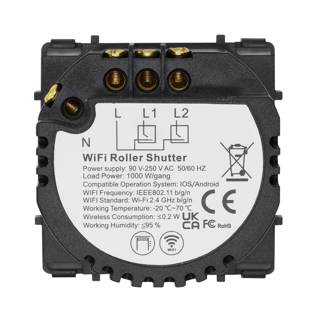 BSEED Wifi / Zigbee függöny- és redőnykapcsoló funkciómodul, üveg előlap nélkül 4