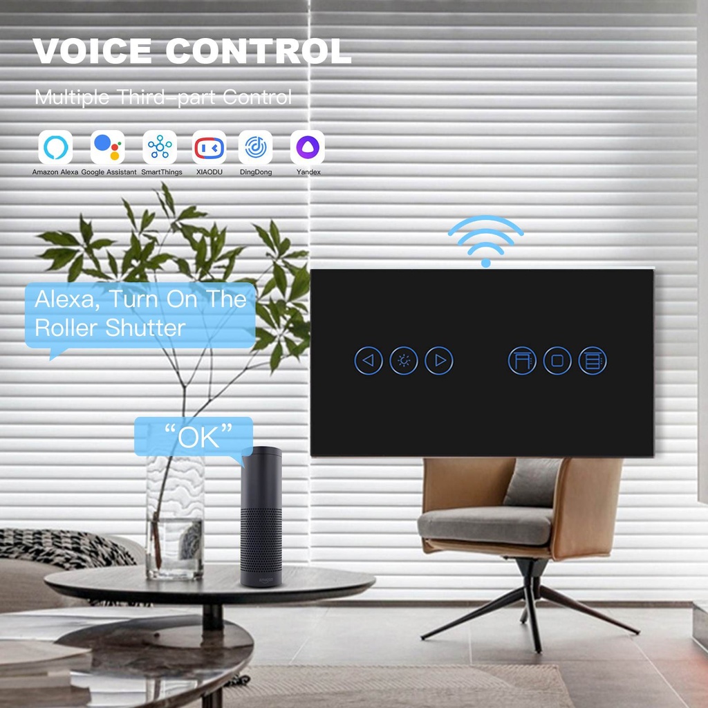 BSEED Wifi-s érintős fényerő-szabályzó redőnykapcsolóval, 157 mm 3