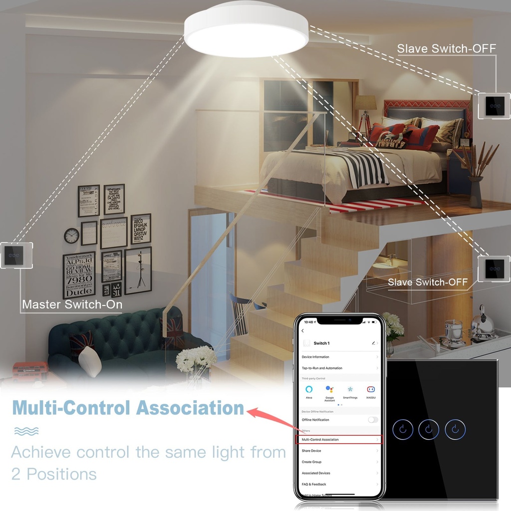 BSEED Zigbee okos villanykapcsoló (nullvezetős), 1–4 kapcsolós 11