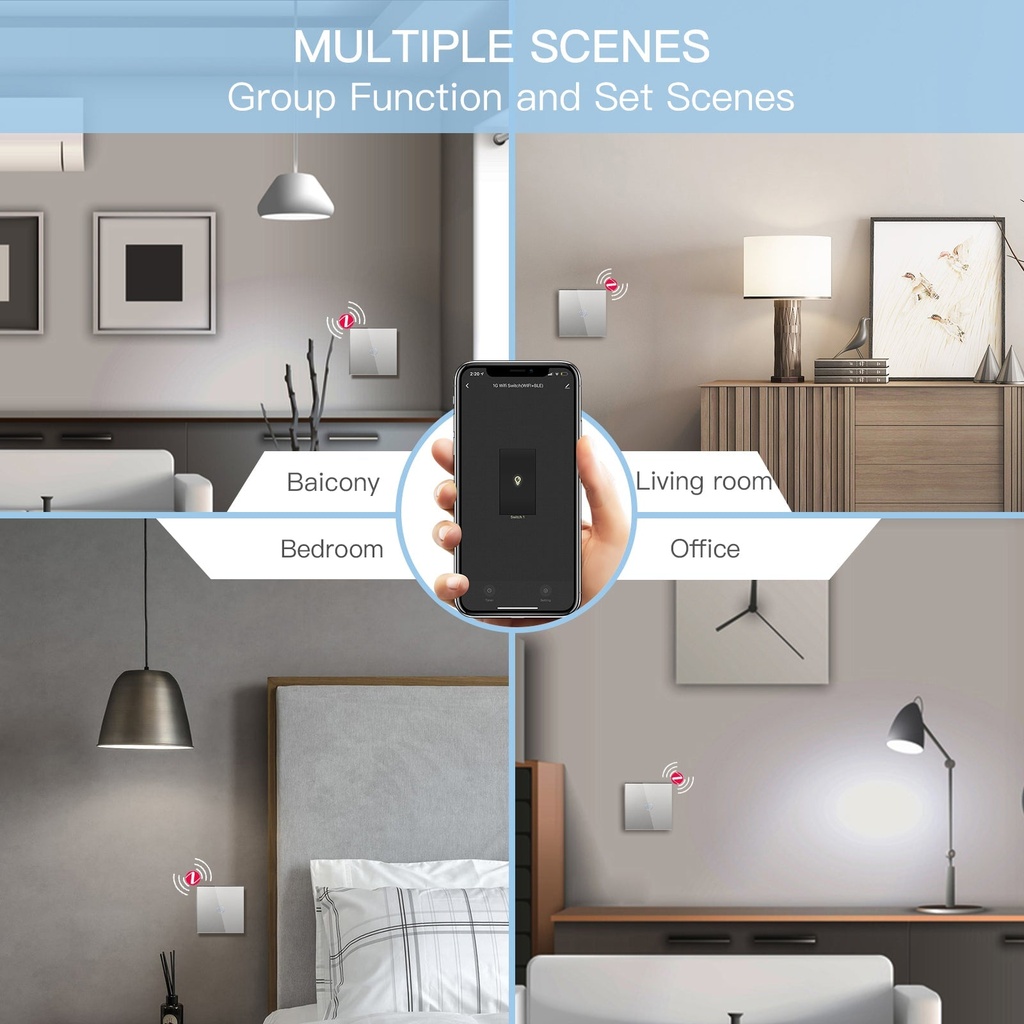 BSEED Zigbee okos villanykapcsoló (nullvezetős), 1–4 kapcsolós 14