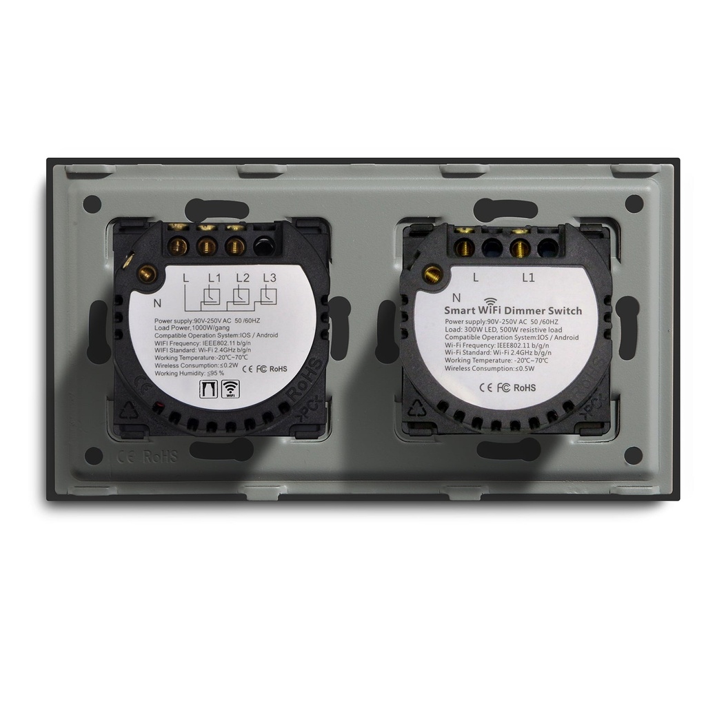 BSEED Wifi-s érintős fényerő-szabályzó redőnykapcsolóval, 157 mm 10