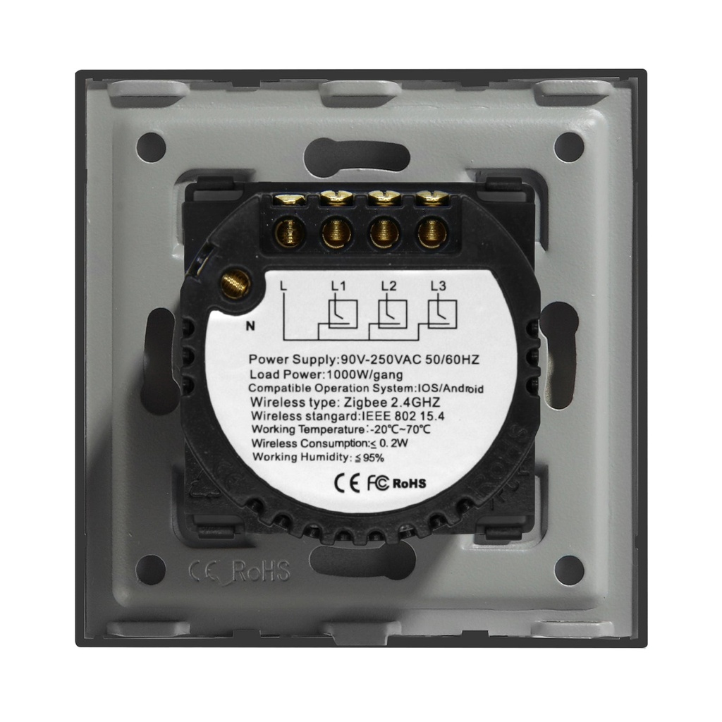 BSEED Zigbee okos villanykapcsoló (nullvezetős), 1–4 kapcsolós 20