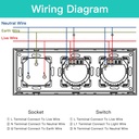BSEED dupla Wifi-s érintős villanykapcsoló EU konnektorral, 228 mm-es üveg előlap 3