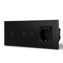 BSEED dupla Wifi-s érintős villanykapcsoló EU konnektorral, 228 mm-es üveg előlap 8
