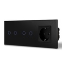 BSEED dupla Wifi-s érintős villanykapcsoló EU konnektorral, 228 mm-es üveg előlap 14