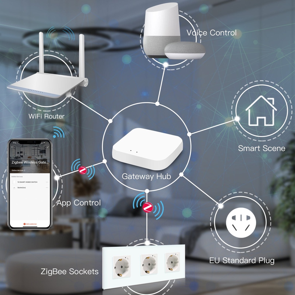 BSEED Zigbee-s okos EU konnektor gyermekvédelemmel, üveg előlap 2