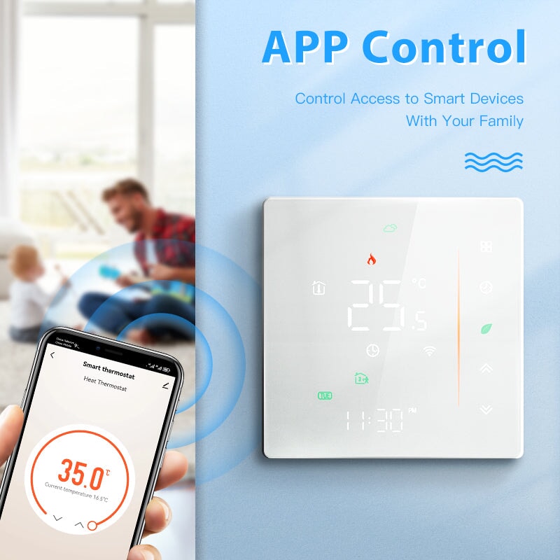 BSEED Wifi-s érintős padlófűtés-termosztát beépített LED kijelzővel, háttérvilágítással 6