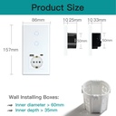 BSEED Zigbee-s érintős villanykapcsoló EU konnektorral, USB és USB-C töltővel 9