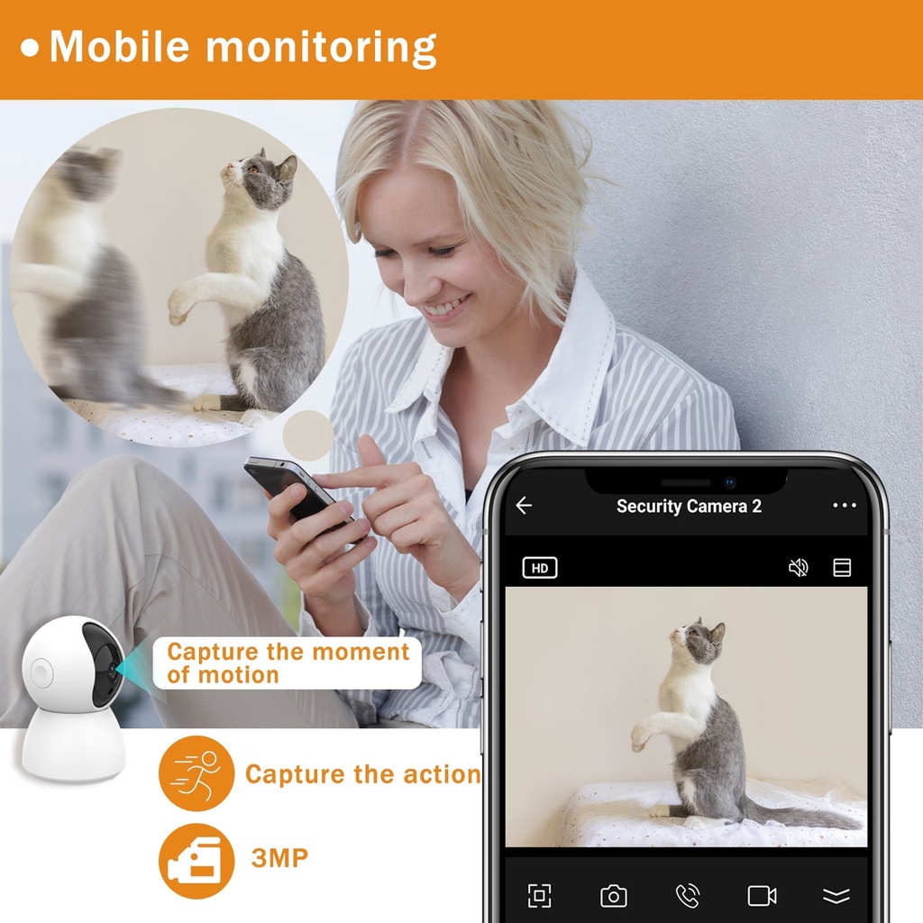 BSEED Wifi-s beltéri IP kamera (Tuya), automatikus követéssel, 2 MP / 3 MP 8