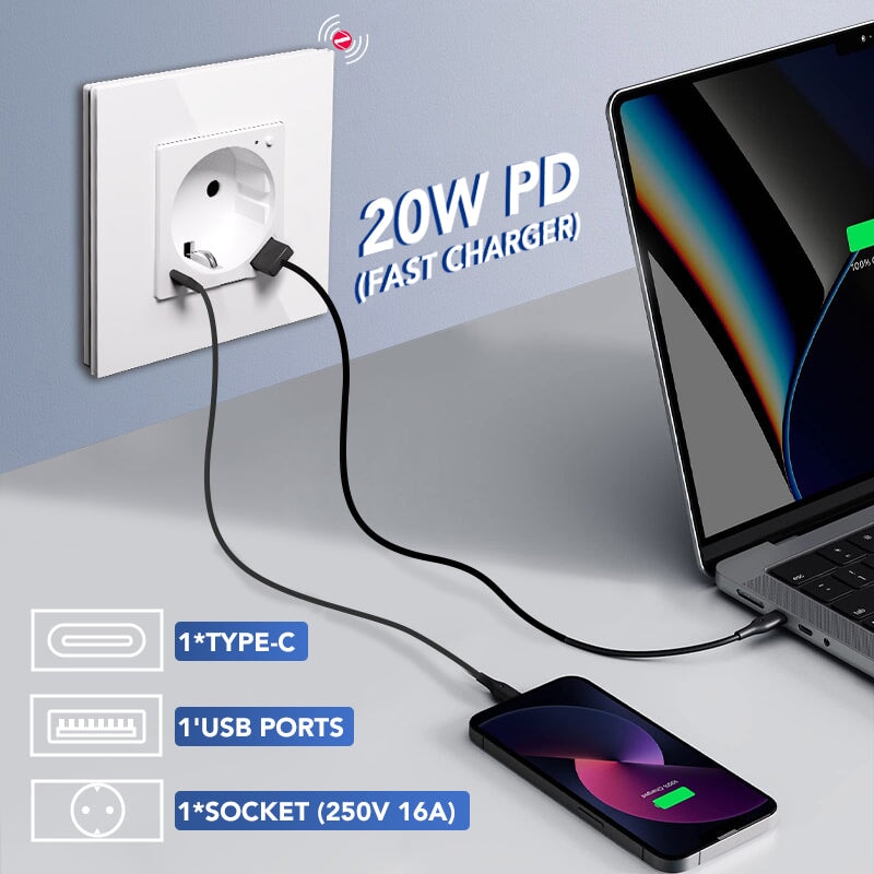 BSEED Zigbee okos EU konnektor USB + USB-C töltővel, fogyasztásméréssel 4