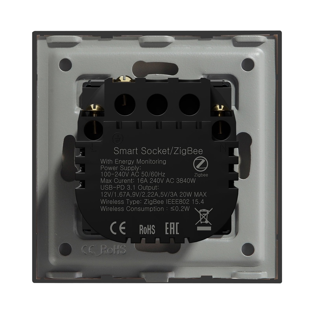BSEED Zigbee okos EU konnektor USB + USB-C töltővel, fogyasztásméréssel 12