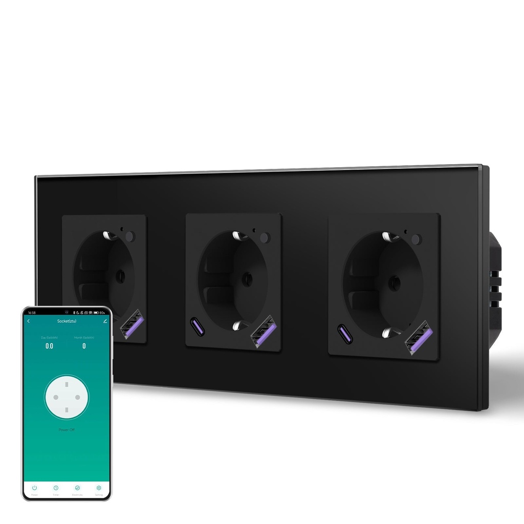 BSEED Zigbee okos EU konnektor USB + USB-C töltővel, fogyasztásméréssel 15