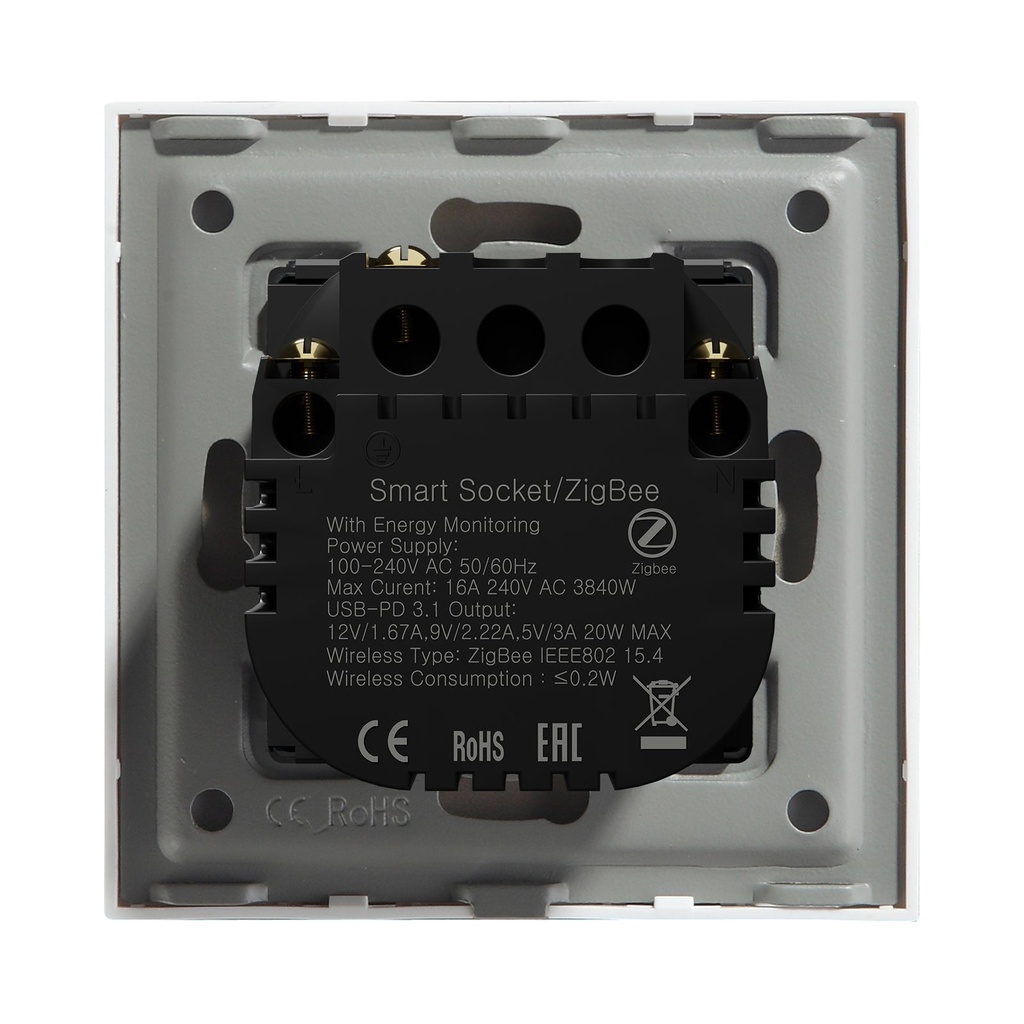 BSEED Zigbee okos EU konnektor USB + USB-C töltővel, fogyasztásméréssel 20