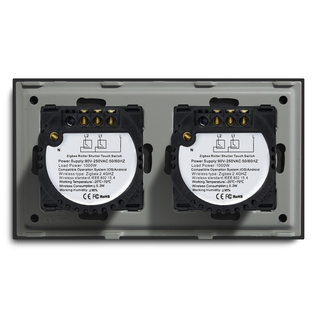 BSEED Zigbee dupla érintős redőnykapcsoló, 157 mm-es üveg előlap 9