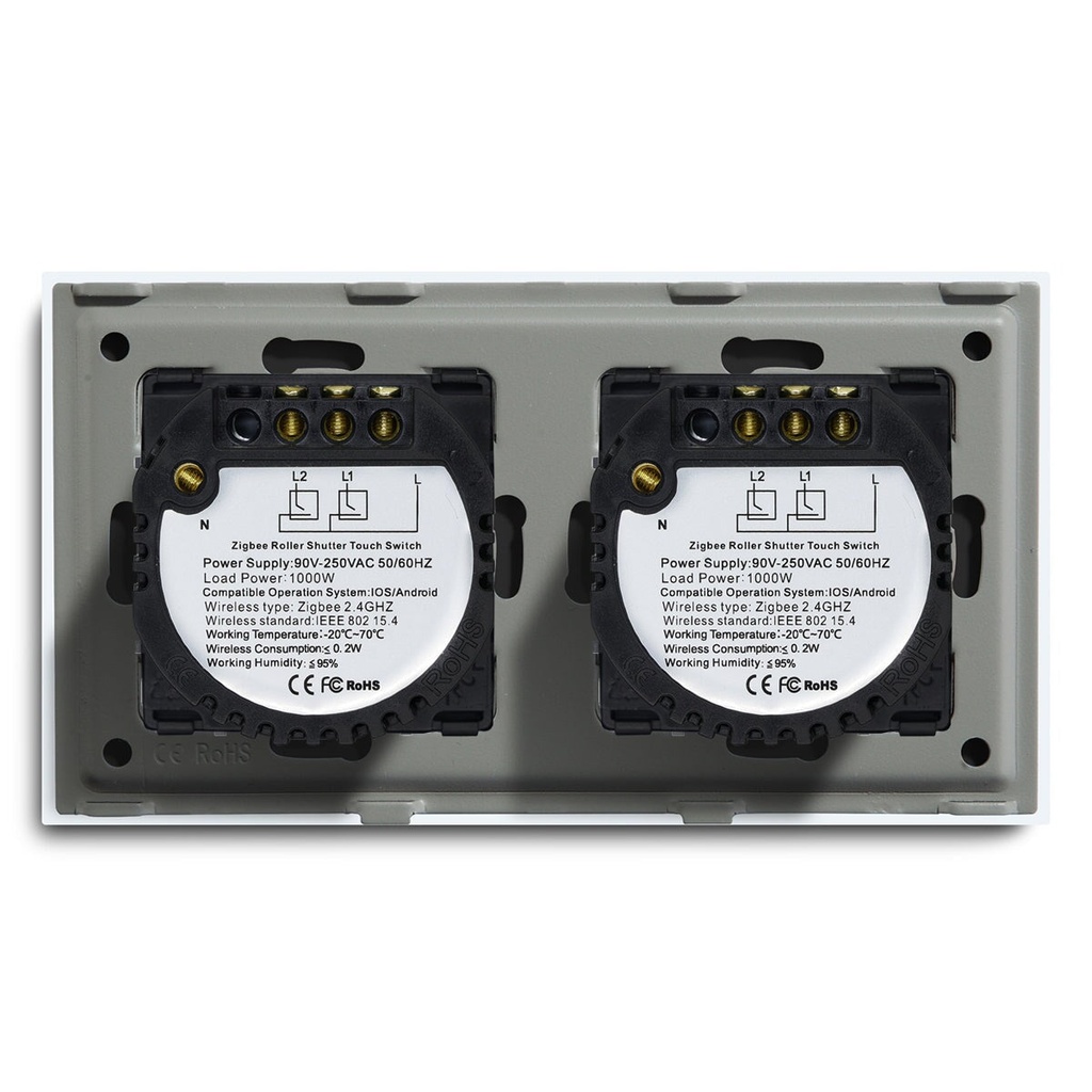BSEED Zigbee dupla érintős redőnykapcsoló, 157 mm-es üveg előlap 11