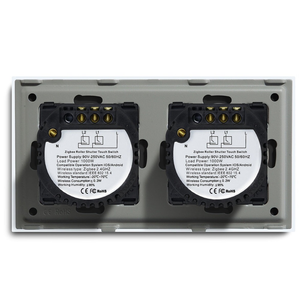 BSEED Zigbee dupla érintős redőnykapcsoló, 157 mm-es üveg előlap 13