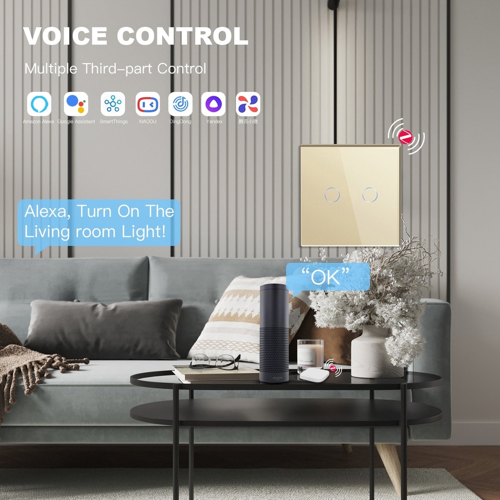 BSEED Zigbee-s okos villanykapcsoló (nullvezeték nélkül), üveg előlap 2