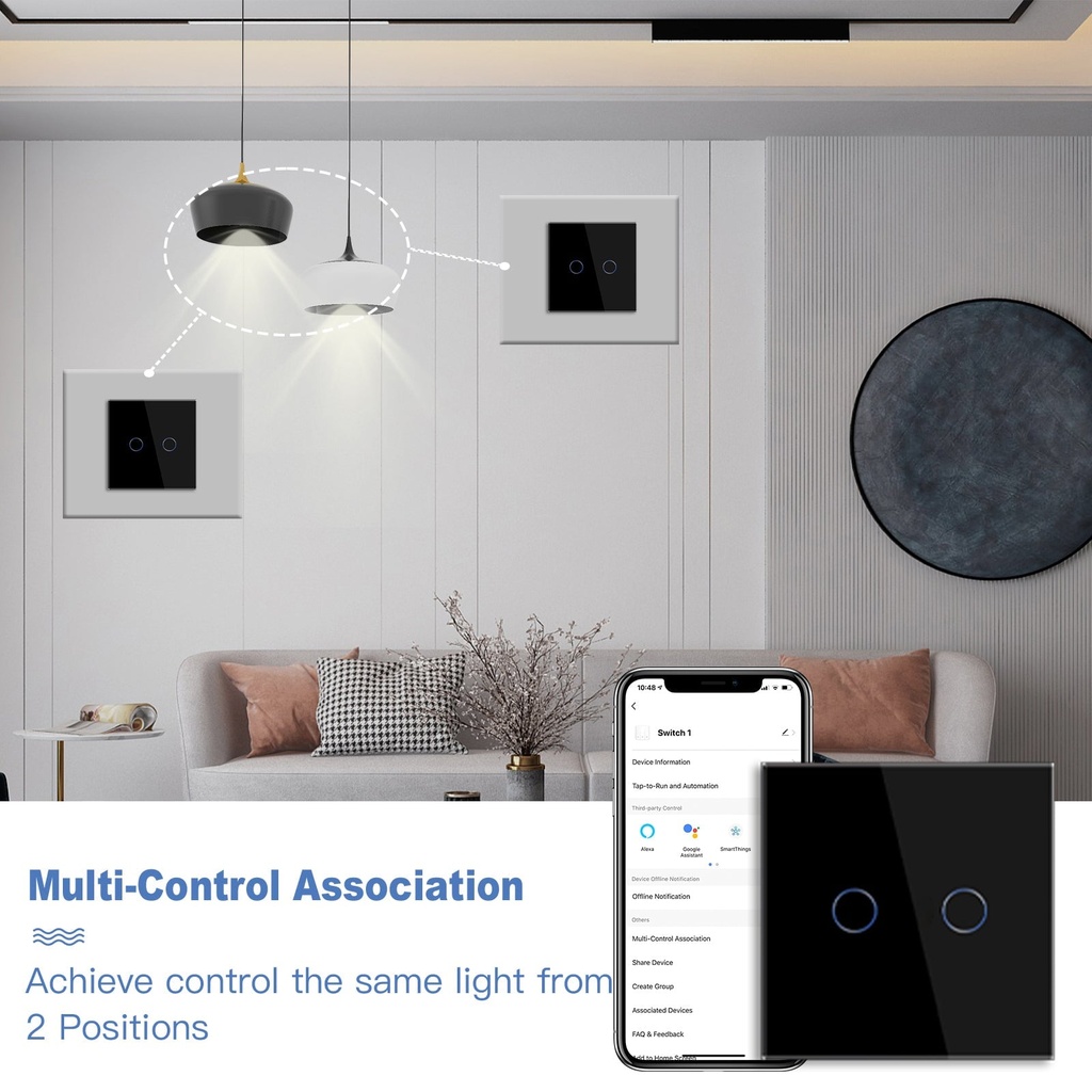 BSEED Zigbee-s okos villanykapcsoló (nullvezeték nélkül), üveg előlap 7