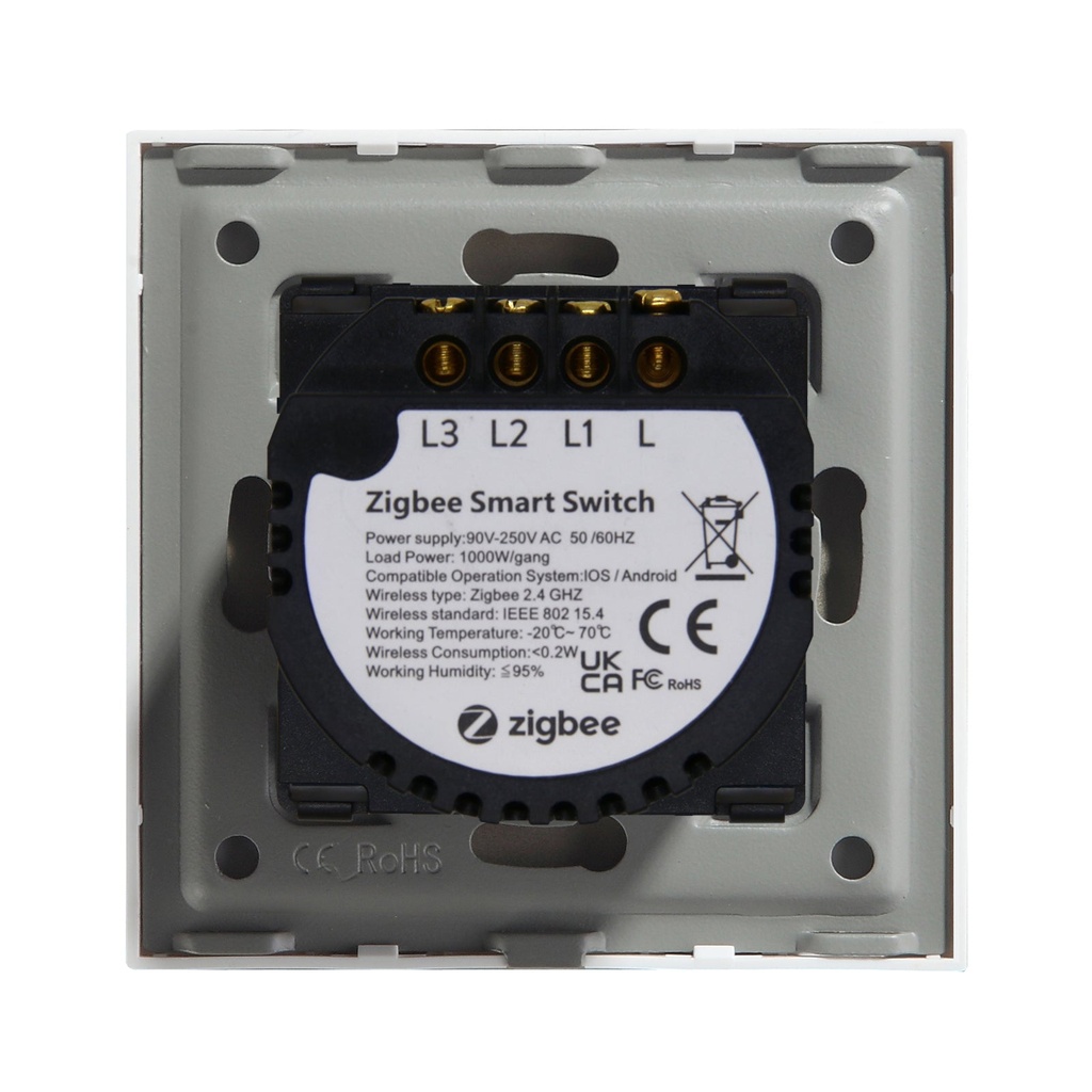 BSEED Zigbee-s okos villanykapcsoló (nullvezeték nélkül), üveg előlap 13