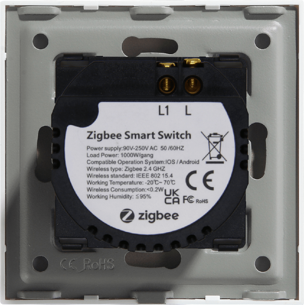 BSEED Zigbee-s okos villanykapcsoló (nullvezeték nélkül), üveg előlap 15