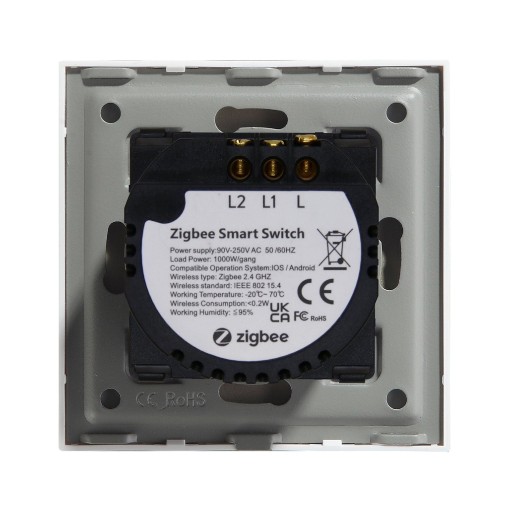 BSEED Zigbee-s okos villanykapcsoló (nullvezeték nélkül), üveg előlap 17