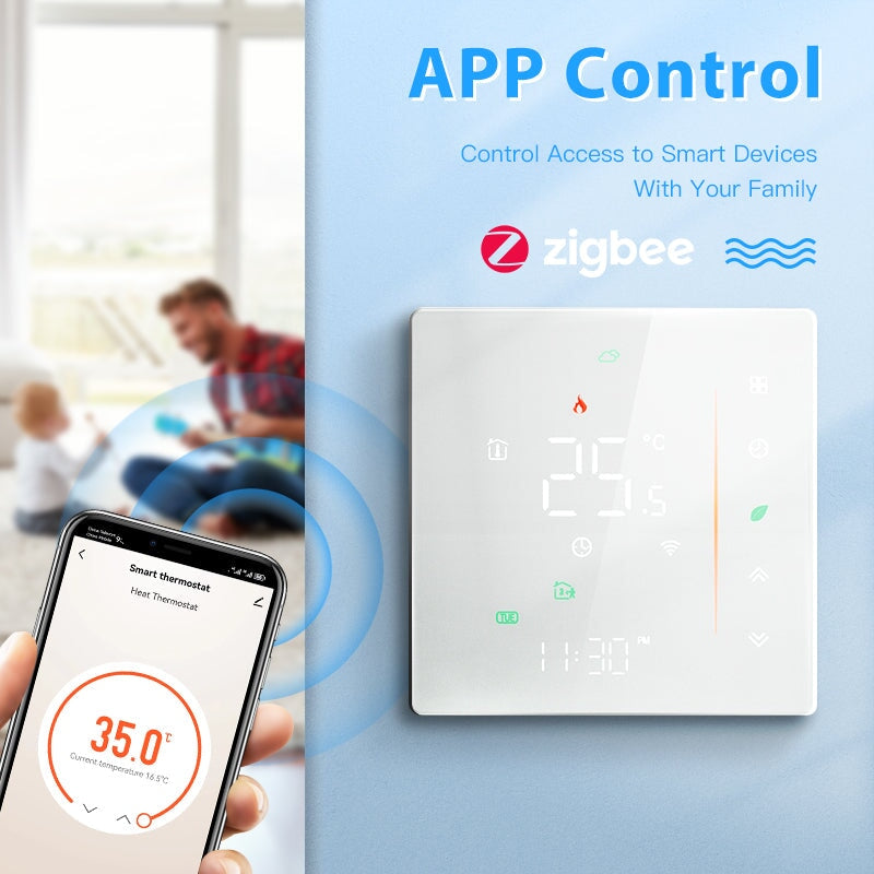 BSEED Zigbee érintős padlófűtés-termosztát integrált LED kijelzővel 3