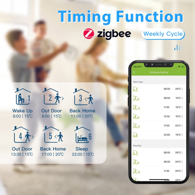 BSEED Zigbee érintős padlófűtés-termosztát integrált LED kijelzővel 6