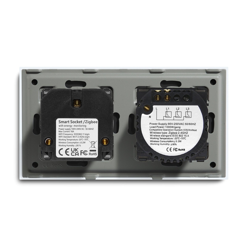 BSEED Zigbee érintős villanykapcsoló Zigbee EU konnektorral, fogyasztásméréssel 9