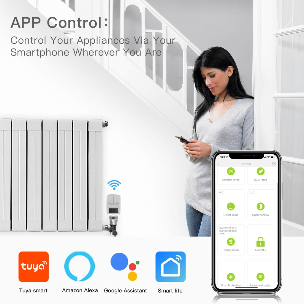 BSEED Zigbee 3.0 okos termosztatikus radiátorszelep, programozható 7