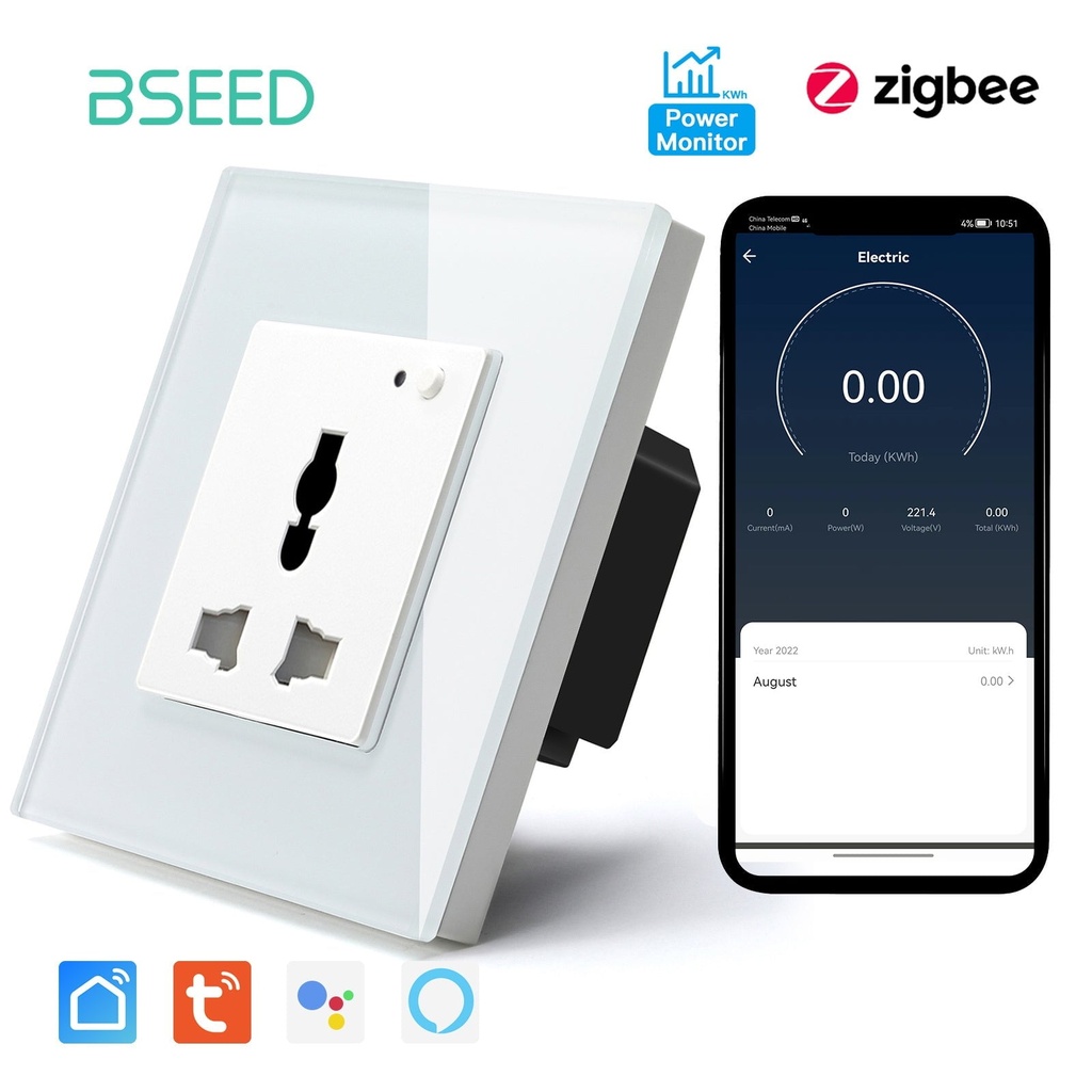 BSEED Zigbee okos fali konnektor fogyasztásméréssel, gyermekvédelemmel 1