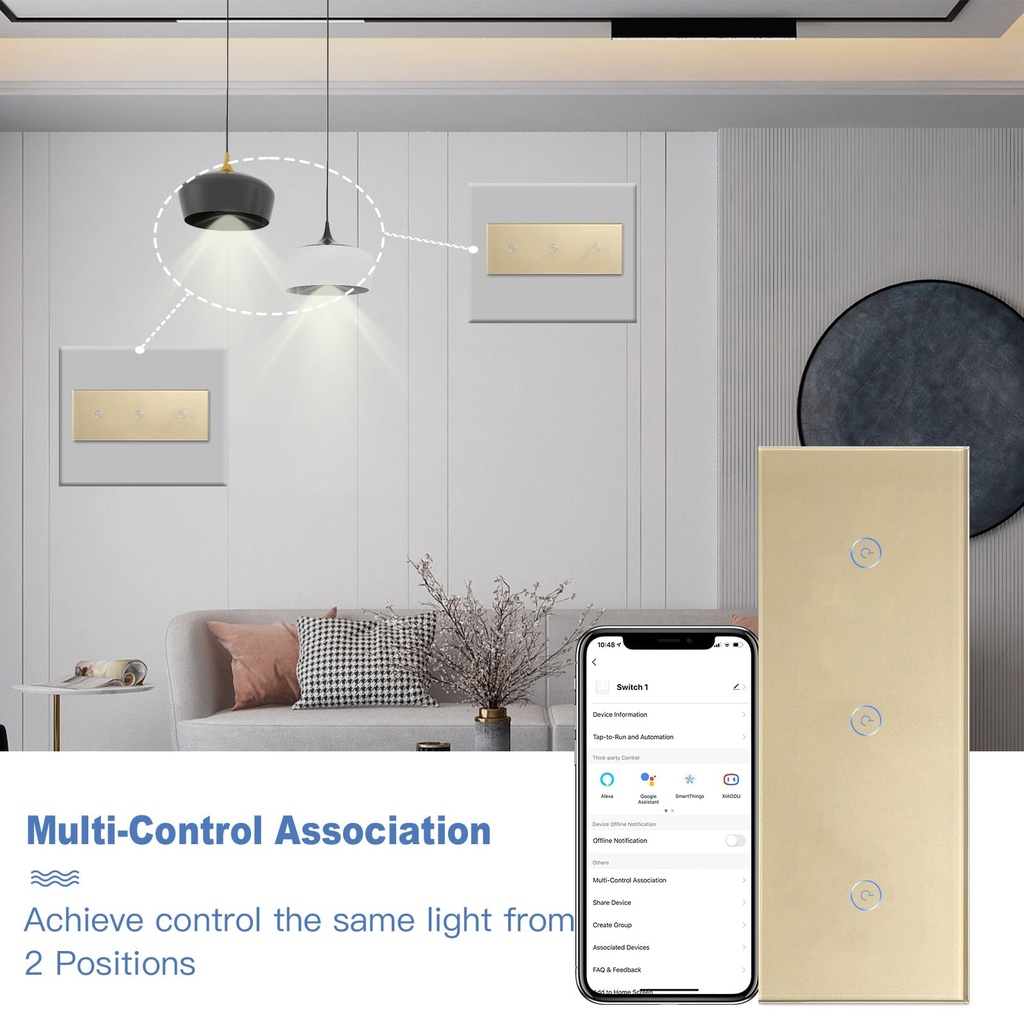 BSEED Zigbee hármas okos villanykapcsoló, 1–3 kapcsolós, 228 mm 7