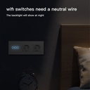 BSEED Zigbee-s érintős villanykapcsoló (nullvezeték nélkül) dupla EU konnektorral 4