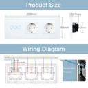 BSEED Zigbee érintős villanykapcsoló dupla EU konnektorral (nem okos), 228 mm 5