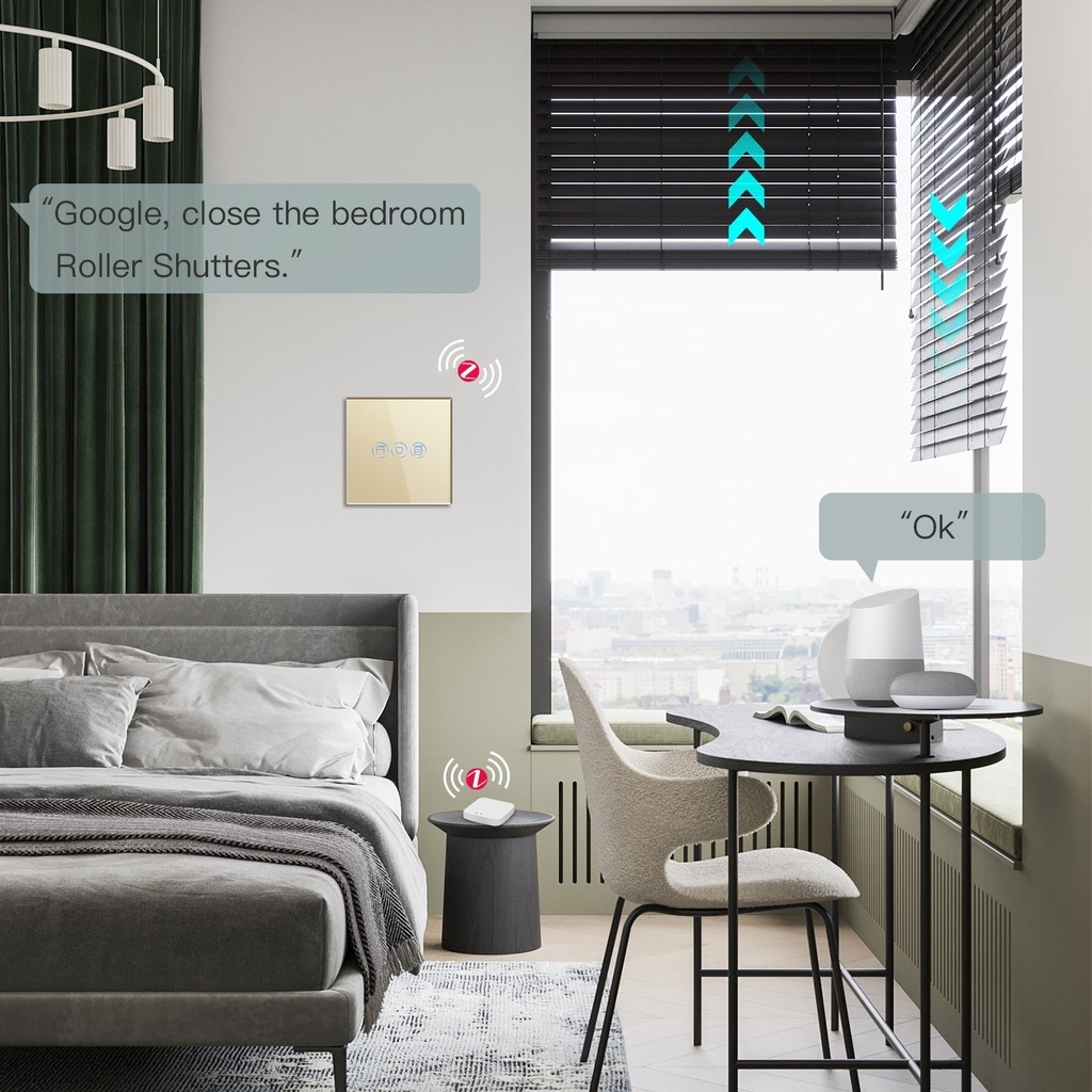 BSEED Zigbee-s érintős redőnykapcsoló, üveg előlap 4