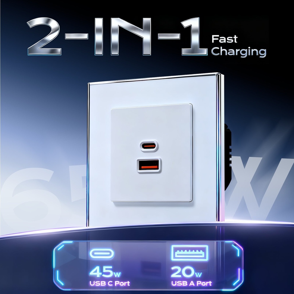 BSEED Heritage fali USB-C gyorstöltő aljzat, 65W, PD3.0 1