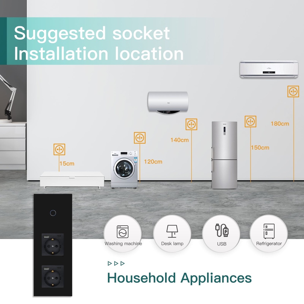 BSEED Zigbee-s érintős villanykapcsoló két hagyományos EU konnektorral, USB-C-vel 3