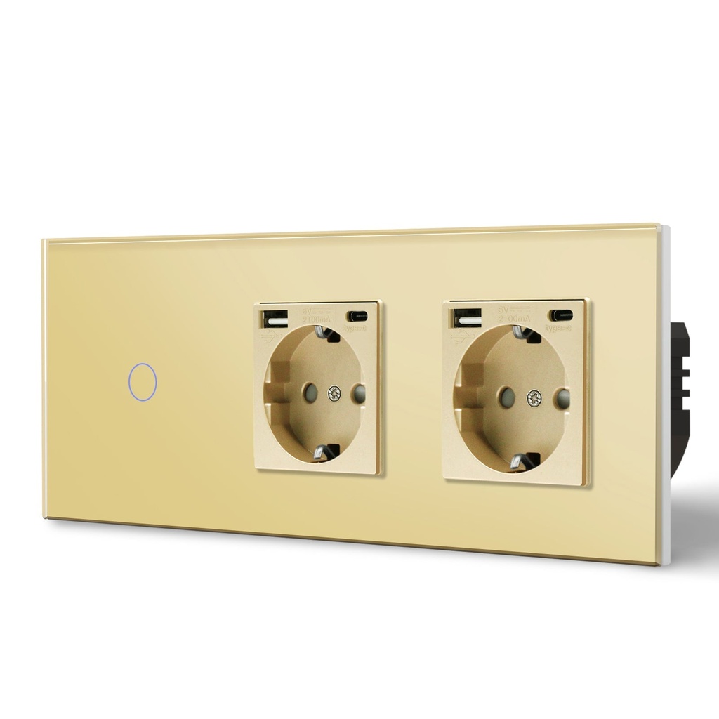 BSEED Zigbee-s érintős villanykapcsoló két hagyományos EU konnektorral, USB-C-vel 14
