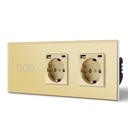 BSEED Zigbee-s érintős villanykapcsoló két hagyományos EU konnektorral, USB-C-vel 18