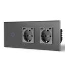 BSEED Zigbee-s érintős villanykapcsoló két hagyományos EU konnektorral, USB-C-vel 20