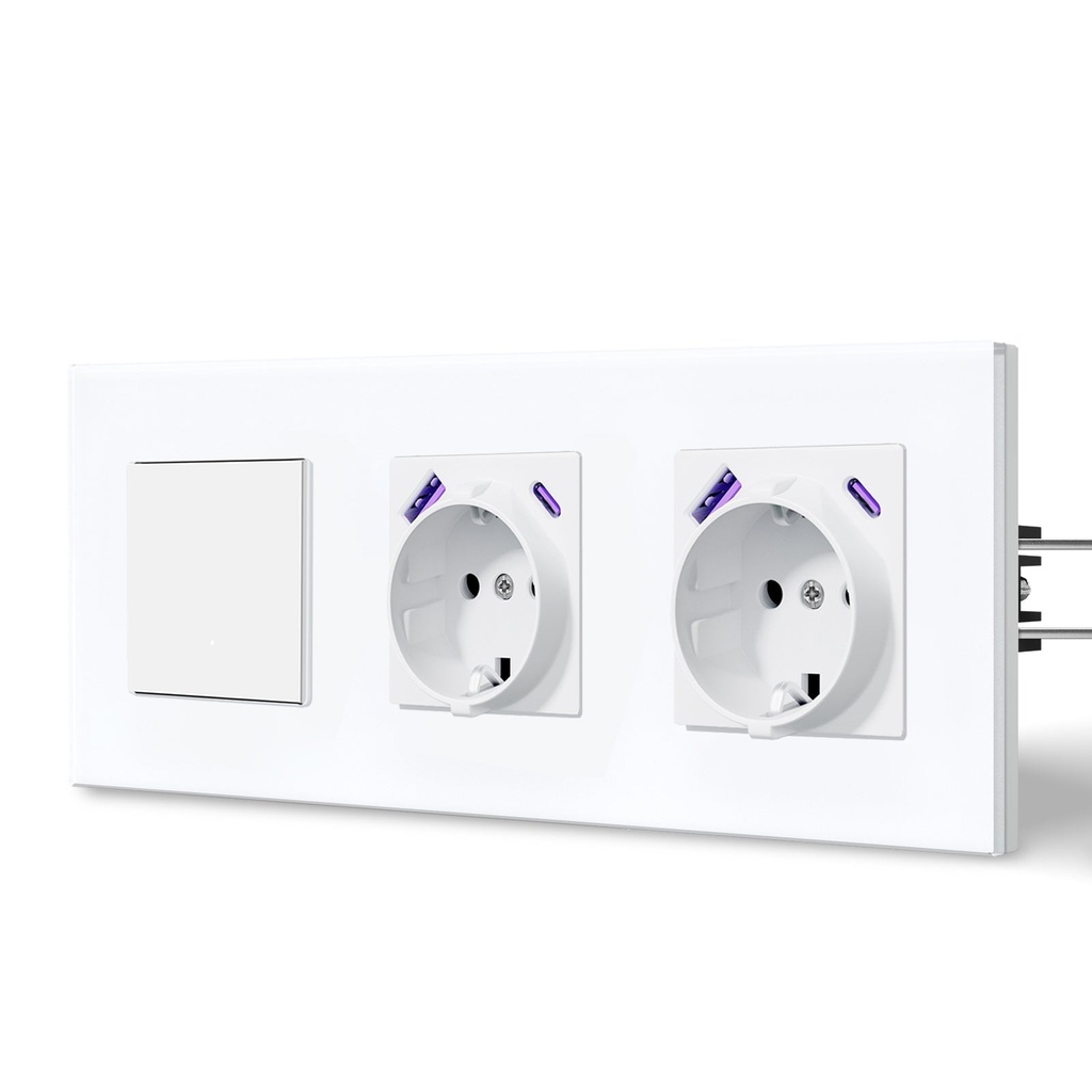 BSEED Echo Wifi-s okos kapcsoló dupla EU konnektorral és 20W USB-C porttal, 228 mm 10