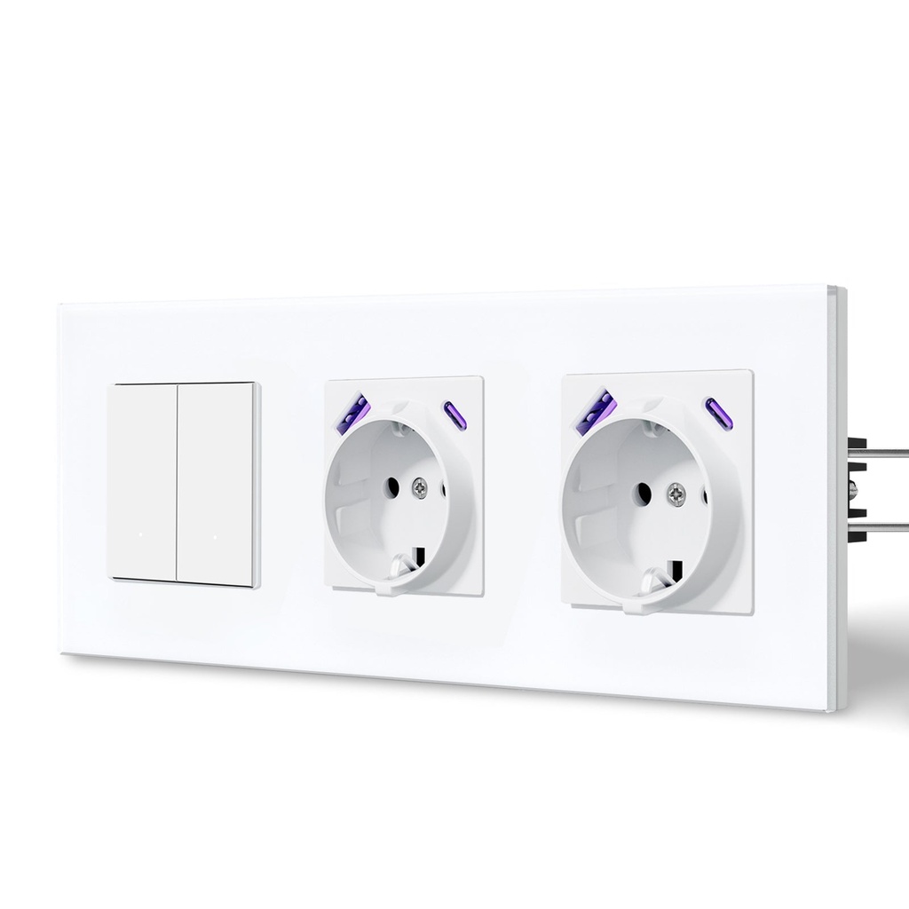 BSEED Echo Wifi-s okos kapcsoló dupla EU konnektorral és 20W USB-C porttal, 228 mm 12