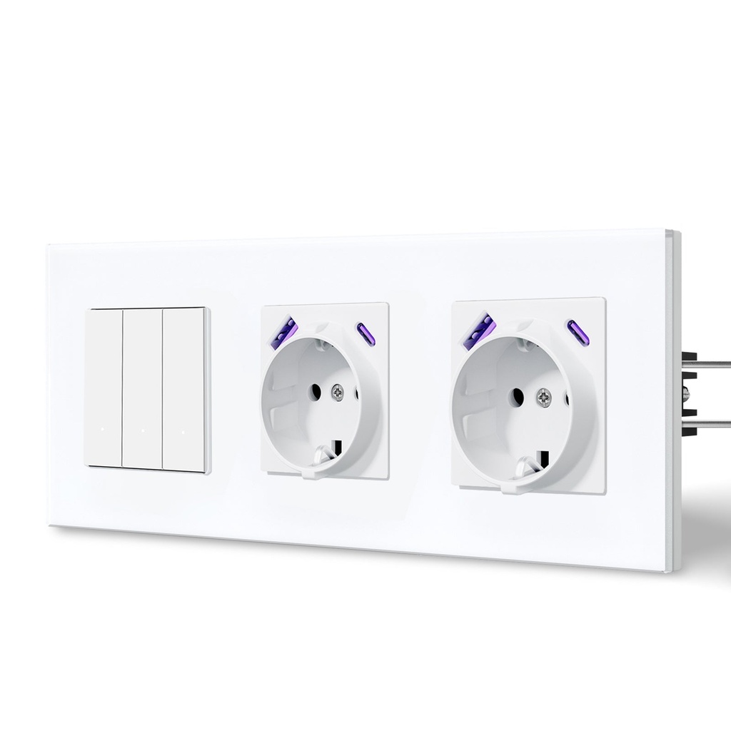 BSEED Echo Wifi-s okos kapcsoló dupla EU konnektorral és 20W USB-C porttal, 228 mm 14