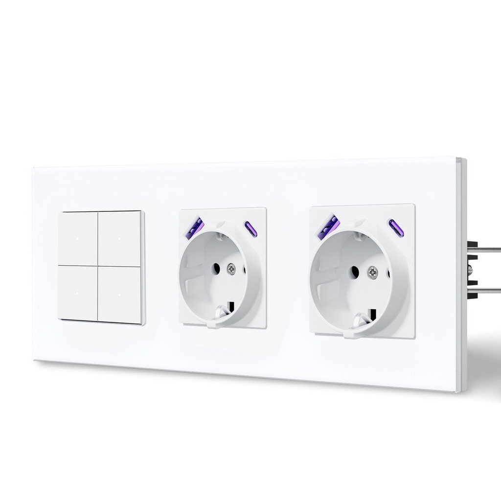BSEED Echo Wifi-s okos kapcsoló dupla EU konnektorral és 20W USB-C porttal, 228 mm 16