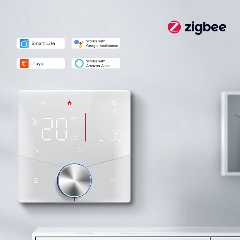 BSEED Zigbee érintős padlófűtés-termosztát forgatógombbal, LED kijelzővel 1
