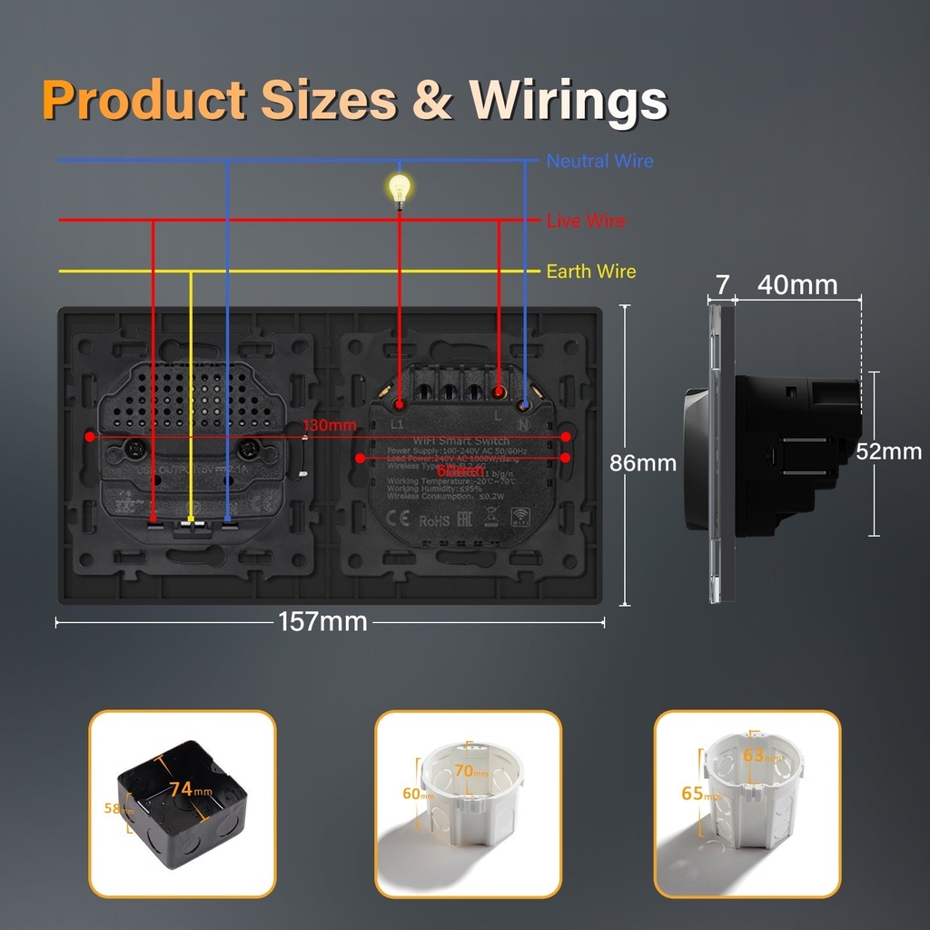 BSEED Echo Wifi-s okos kapcsoló EU konnektorral és 20W USB-C porttal, 157 mm 6