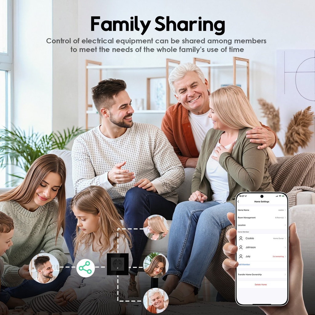 BSEED Wifi-s okos EU konnektor üveg előlappal, Alexa és Google Assistant 1