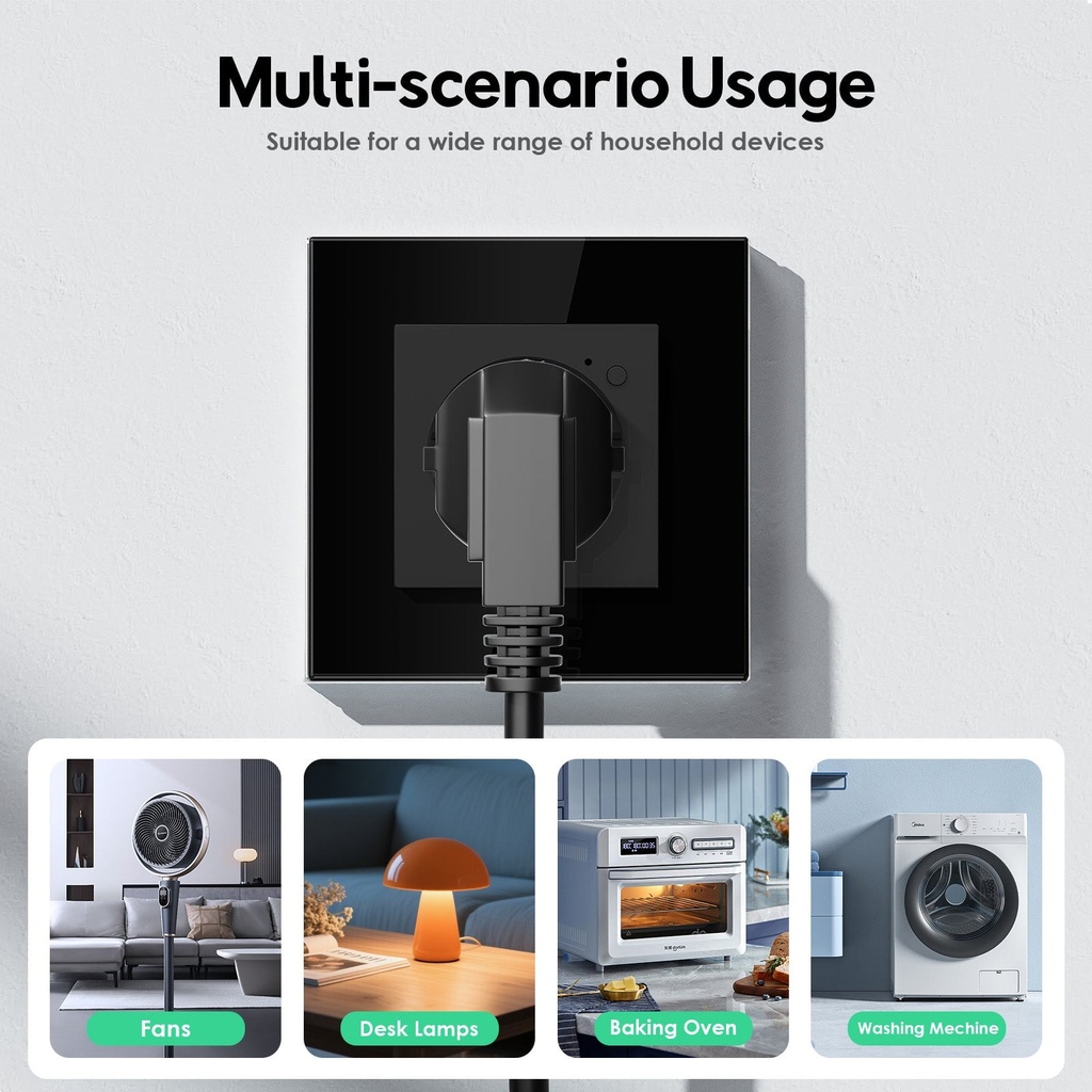 BSEED Wifi-s okos EU konnektor üveg előlappal, Alexa és Google Assistant 2