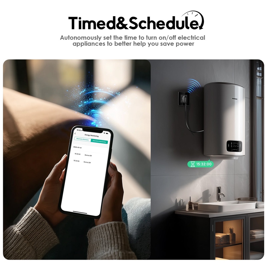 BSEED Wifi-s okos EU konnektor üveg előlappal, Alexa és Google Assistant 3