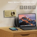BSEED Echo Wifi-s okos kapcsoló Wifi-s EU konnektorral, fogyasztásméréssel, 20W USB-C, 157 mm 2
